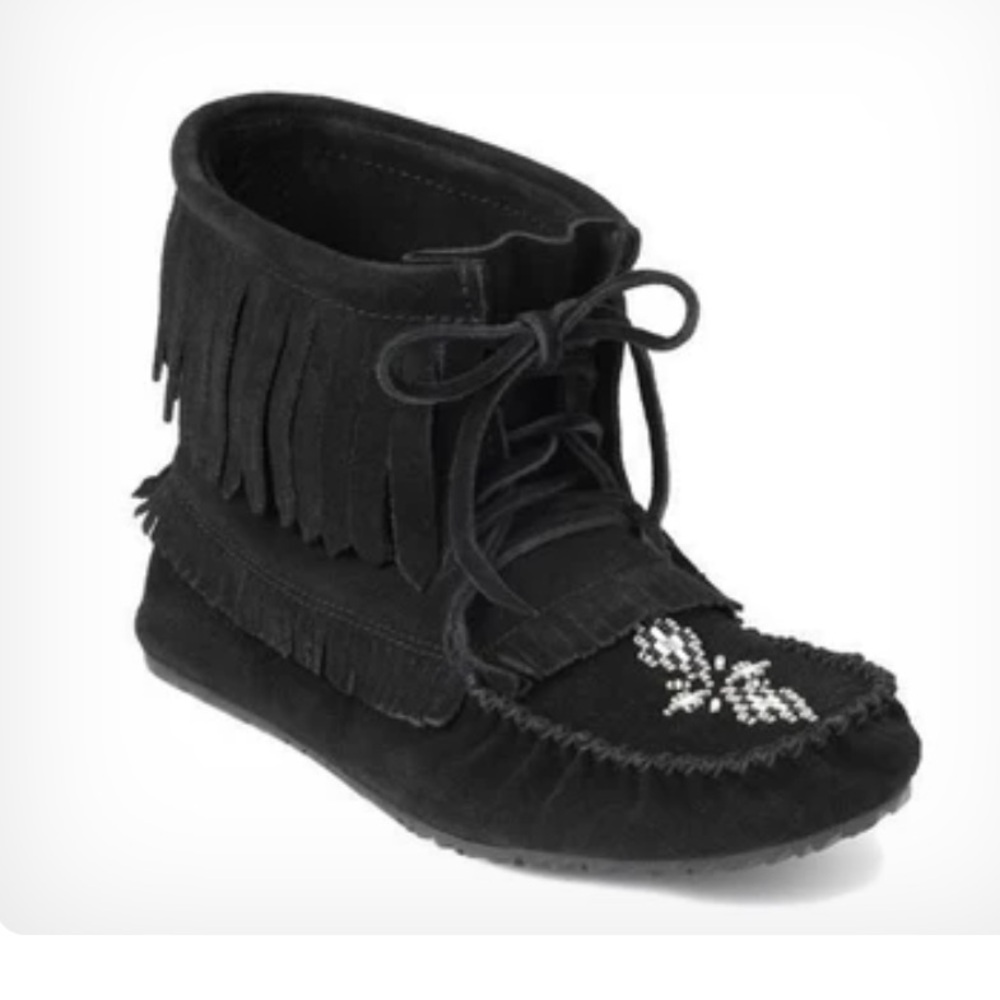 Manitobah Size 9 Women’s /  7 Men’s Harvester Moccasin Ankle Boot in Black Suede